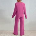 thumbnail image 4 of Womens Lounge Sets 2 Piece Matching Pajamas Fall Fashion 2025 Ribbed Knit Outfits Long Sleeve Casual Sweatsuits Hot Pink M, 4 of 6