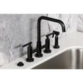 thumbnail image 4 of Kingston Brass KS8280CKLBS Kaiser Two-Handle 4-Hole Deck Mount Bridge Kitchen Faucet with Brass Side Sprayer in Matte Black, 4 of 8