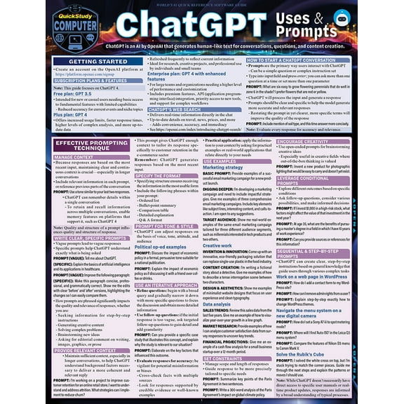 ChatGPT Uses & Prompts: A Quickstudy Laminated Reference Guide, (Paperback)