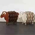 thumbnail image 5 of 2 Sets Sheep Coaster Set Wooden Sheep Figurines Decor, 5 of 5