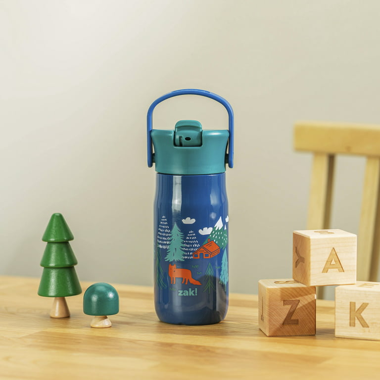 Zak Designs 14oz Recycled Stainless Steel Vacuum Insulated Kids' Water Bottle 'Woodlands