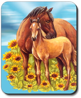 Art Plates Mouse Pad - Horses in Sunflowers