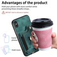 thumbnail image 3 of SaniMore for iPhone X/XS Wallet Case, [RFID Blocking] Elastic Card Slot Vehicle Magnetic PU Leather Ring Holder & Lanyard Stand Money Pocket Protective Cover for iPhone X/XS, Green, 3 of 15