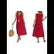 thumbnail image 3 of Vestidos para Mujer, Verano, Sin Mangas, Cuello en V, Algodón, Playa, Informal, Rojo Vino, XXL, 3 of 7