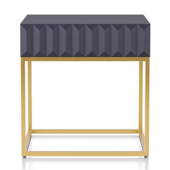 Furniture of America Giffore Metal 1-Drawer End Table in Antique Blue