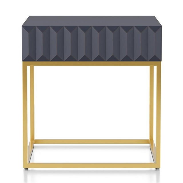 Furniture of America Giffore Metal 1-Drawer End Table in Antique Blue