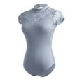 thumbnail image 2 of Lovskoo 2024 Women's Ballet Lace Short Sleeve Dance Leotard Tank Hollow Back Dancewear Gray-S, 2 of 4