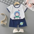 thumbnail image 2 of NIEWTR Baby Kids Boys Shorts Clothing Set, 6 12 18 24 Months 2T 3T 4T Short Sleeve Button Closure Shirt with Elastic Waist Shorts Dinosaur Outfits Children's Gift (Light Blue,7-8 Years), 2 of 3