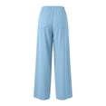 thumbnail image 2 of Palazzo Pants for Women Spring Fall Elastic Waist Wide Leg Loose Fit Casual Flowy Vacation Beach Pants with Pockets, 2 of 3
