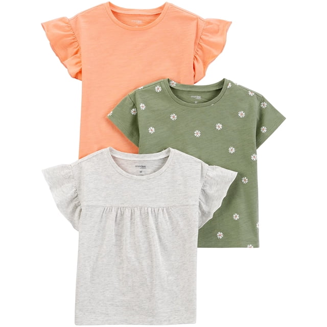 Camisetas Simple Joys by Carter's Girls 3T de manga corta, paquete de 3