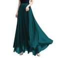 thumbnail image 4 of Hamky Skirts for Women Maxi Skirt Fall Skirt Summer Women's Solid Color Chiffon Skirt Women's High Waist Long Skirt High Waisted Skirts A Line Skirt Blue Skirt S, 4 of 8
