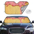 thumbnail image 2 of Uemuo Pink Ice Cream Pattern Accordion Car Windshield Sun Shade, Foldable Reflective Sun Visor for Car, Reflector Windshield Sunshade-Medium, 2 of 7