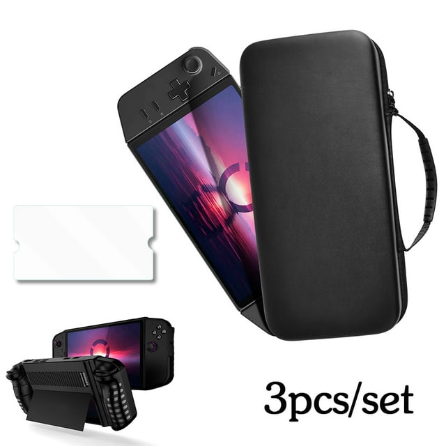 Sac de Rangement Portable pour lenovo Legion Go Étui de Transport de Voyage Coque Rigide EVA+PU Étui Accessoires pour Console de Jeu Portative Ensemble de 3 Pcs