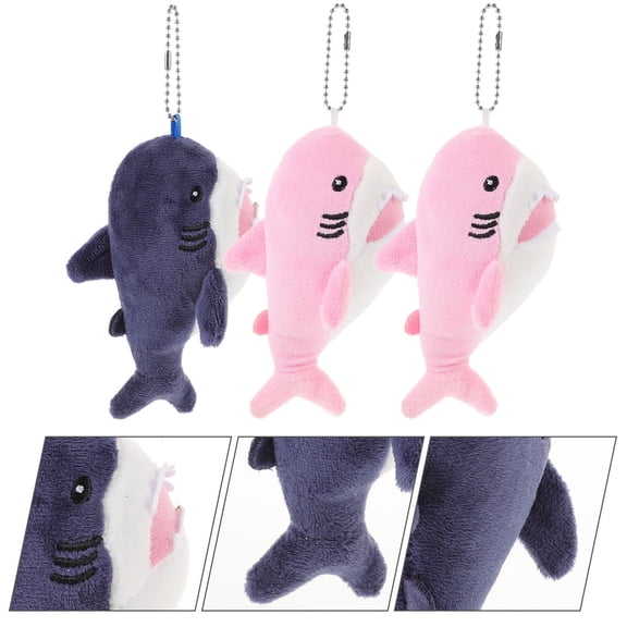 WHAMVOX  3 Pcs Animals Nice Decoration Plush Shark Keychain Baby Dad