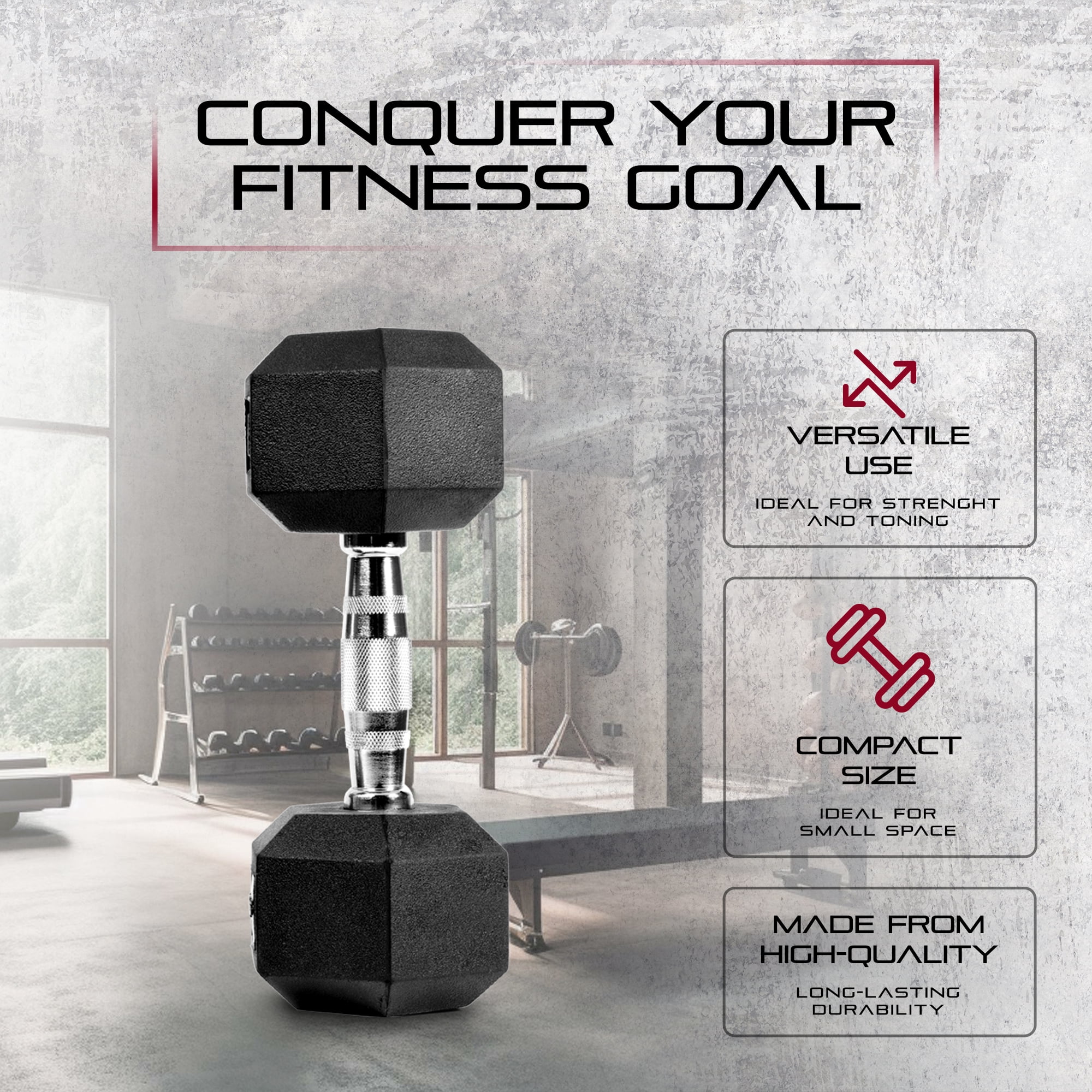 Signature Fitness Hex Dumbbells Strength Workout Equipment Set, 25 lbs
