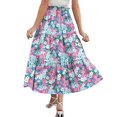 thumbnail image 4 of Floral Midi Skirt for Women Summer Comfy Tiered Elastic High Waisted Skirts Vacation A-Line Flowy Swing Long Skirts Light pink L, 4 of 6