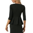 thumbnail image 3 of MODA NOVA Peplum Top for Juniors Round Neck Pearl Decor 3/4 Sleeves Elegant Blouse L Black, 3 of 4