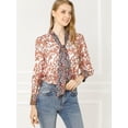 thumbnail image 3 of Blusa Vintage Con Lazo De Color En Contraste Floral Bohemio Para Mujer Allegra K Naranja M, 3 of 6
