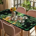thumbnail image 3 of St Patricks Day Table Cloths for 6 Foot Rectangle Tables, Watercolor Dogs Green Shamrock Plaid Patio Waterproof Elastic Fitted Tablecloths, Washable Rectangular Table Cover for Camping, 3 of 8