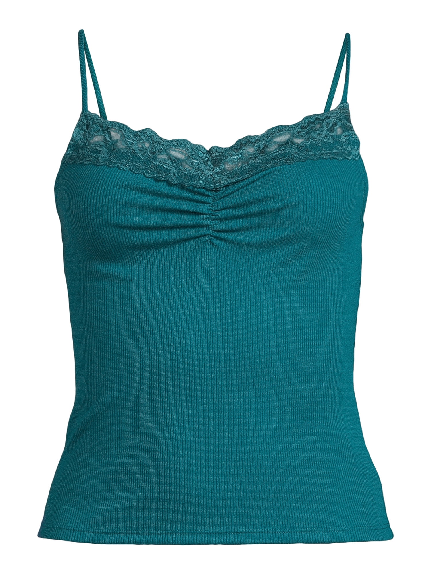 Self Esteem Juniors’ Cinched Front Lace Trim Cami