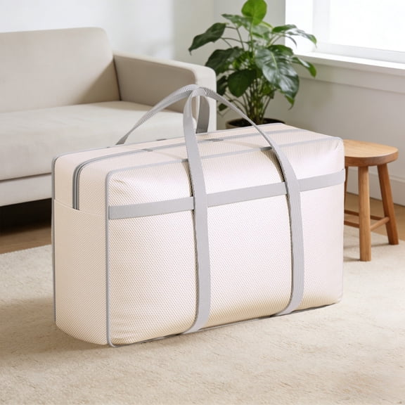 Clothing Storage Bag, Large Heavy-Duty Organizer with Reinforced Handles, Waterproof Moving Tote for Blankets, Seasonal Clothes, Home Bedroom Closet, Durable Plastic Travel Luggage Storage Solution