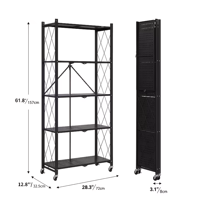 thumbnail image 2 of 3/4/5 Layer Folding Storage Rack, No Installation, with Wheels, 2 of 4