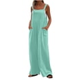 thumbnail image 3 of lcziwo Women's Wide Leg Jumpsuits Loose Casual Button Straps Bib Overalls 2025 Summer Sleeveless One Piece Pants with Pockets Sale of The Day, 3 of 9