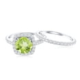 thumbnail image 4 of Rosec Jewels Peridot Wedding Bridal Ring Set of 2 - Peridot Engagement Ring with Enhancer - AAA Quality - with Jewelry Box, 10K White Gold, US 4.50, 4 of 8