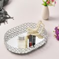 thumbnail image 2 of Bandeja con base de espejo plateado Bandeja Decorativa Del Tocador Ovalado Con La Base De Cristal Del Espejo M, 2 of 9
