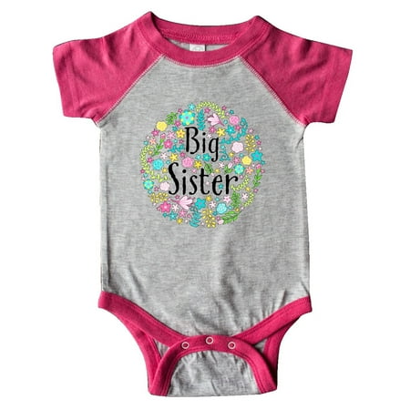 

Inktastic Big Sister with Flower Circle Gift Baby Boy or Baby Girl Bodysuit