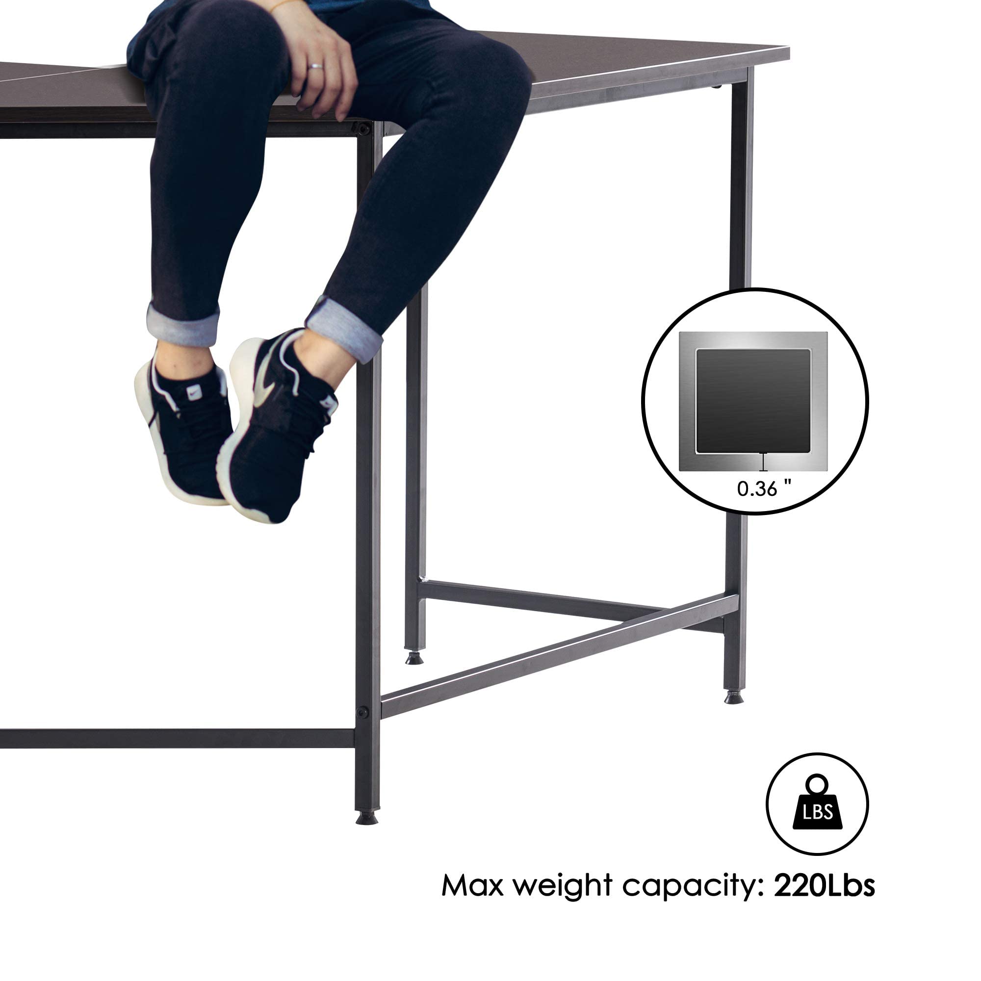 MCombo 62" L Shaped Computer Desk with Storage Hutch, Large Home Office Desk with Monitor Stand, Corner Desk for Living Room Bedroom, Dark Brown