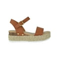 thumbnail image 2 of Soda Women Wedge Sandals Open Toe Ankle Strap Flatform Espadrilles Trim Platform clip-S Tan Brown 7, 2 of 3