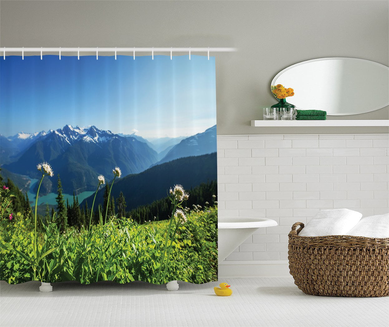 Details about   Red Retro Truck Farmland Forest Landscape Shower Curtain Set Bathroom Decor 72" 
