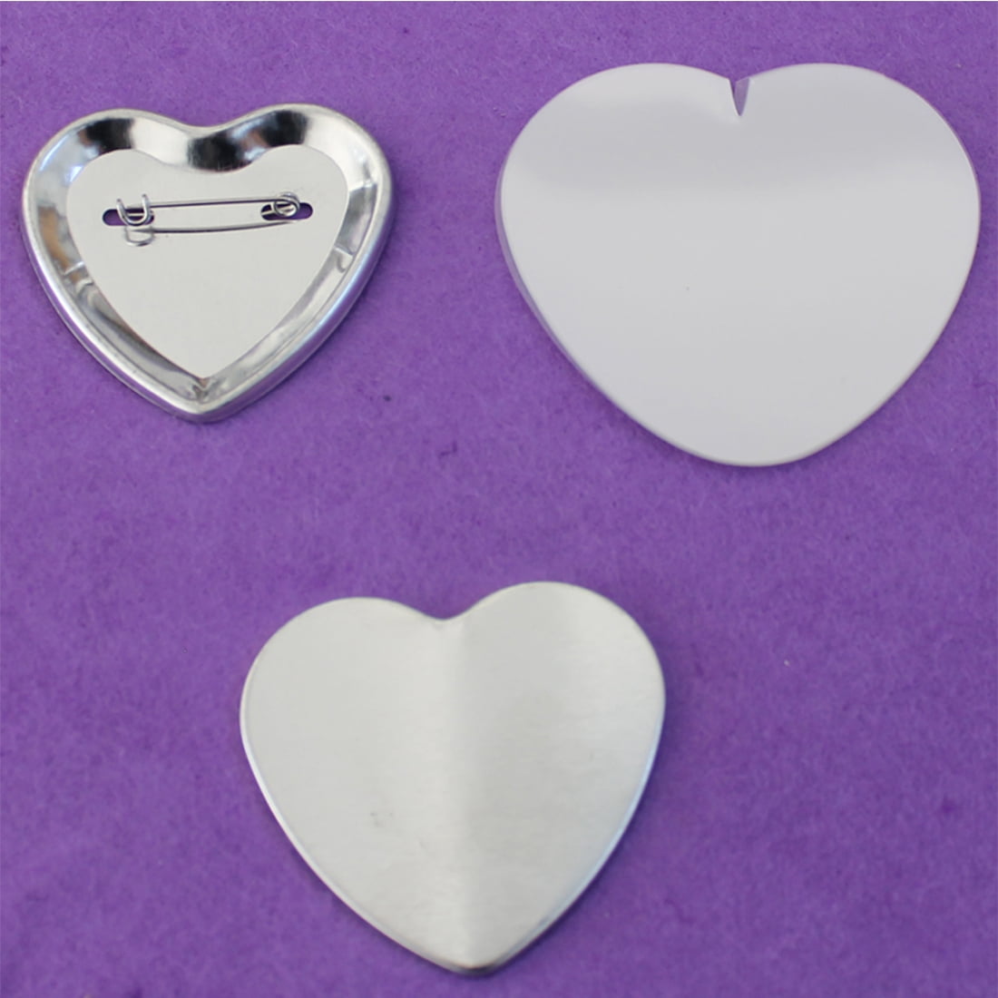 INTBUYING 100set Heart-Shaped Badges Pin Back Button Metal for DIY Craft