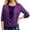 Purple, variant on Women Solid Sequined Long Sleeve Loose Smocked Two Piece Top Summer Tee Shirts,Yellow XXXL