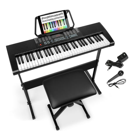 Best Choice Products 61-Key Beginners Electronic Keyboard Piano Set w/ LED Screen, Recorder, 3 Teaching Modes, H-Stand, Stool, Headphones, (Best Piano Midi Sound Module)