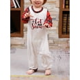 thumbnail image 3 of Family Matching Christmas Pajamas, Baby Romper/Letter Snowflake Pattern Long Sleeve Tops and Plaid Pants Sleepwear Set, 3 of 5