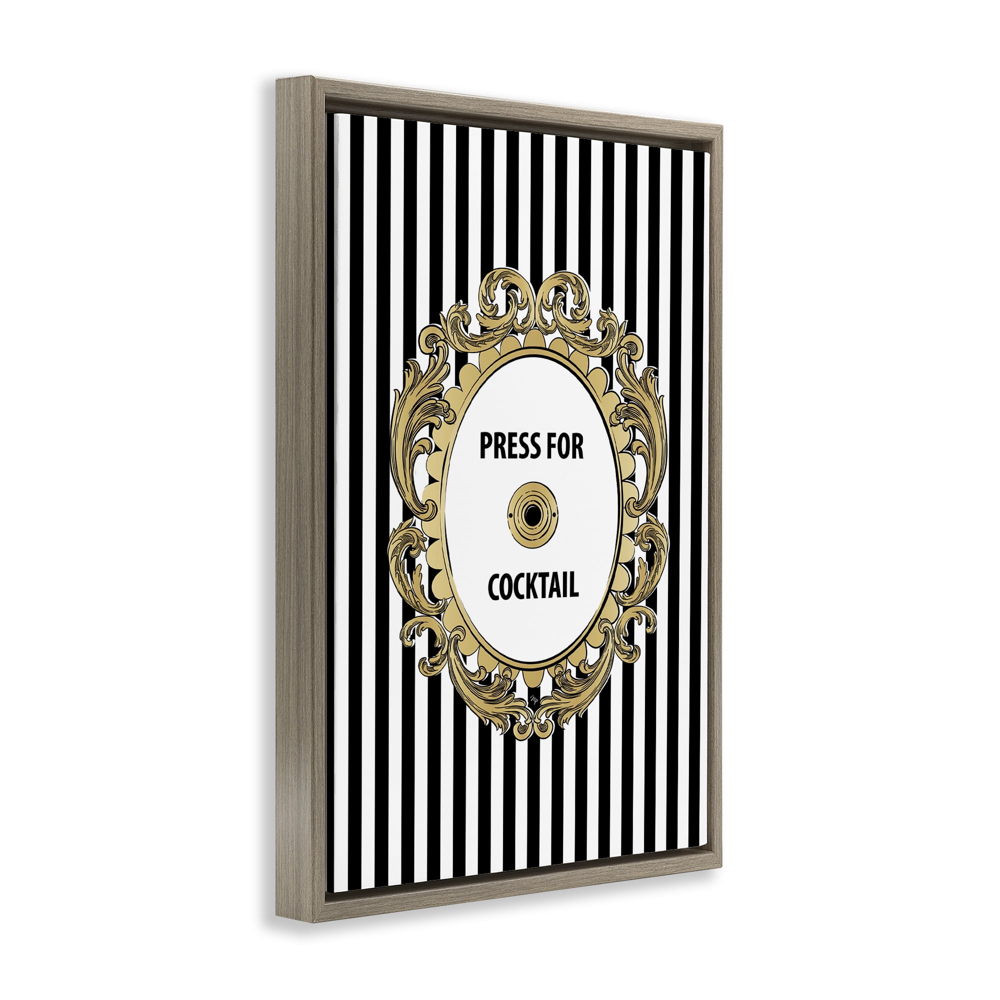 Stupell Industries Press For Cocktail Celebration Brown Framed Floater Canvas Wall Art, design by Martina Pavlova