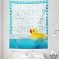 thumbnail image 1 of Yellow Duck Tapestry, Funny Swimming Animal Rubber Toy on Water with Bubbles and Waves, Fabric Wall Hanging Decor for Bedroom Living Room Dorm, 5 Sizes, Sky Blue Yellow and White, by Ambesonne, 1 of 1