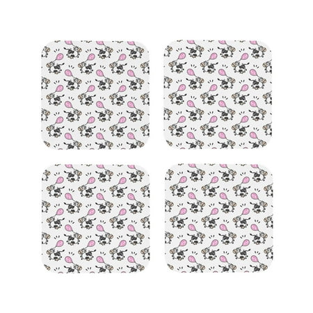 

Leather Coasters with Heat-resistant for Drinks Minimalist Lines Cute Cow Balloon Cup Coasters Cup Pad Mat for Tabletop Protection Coffee Table Office Desk and Housewarming Gift