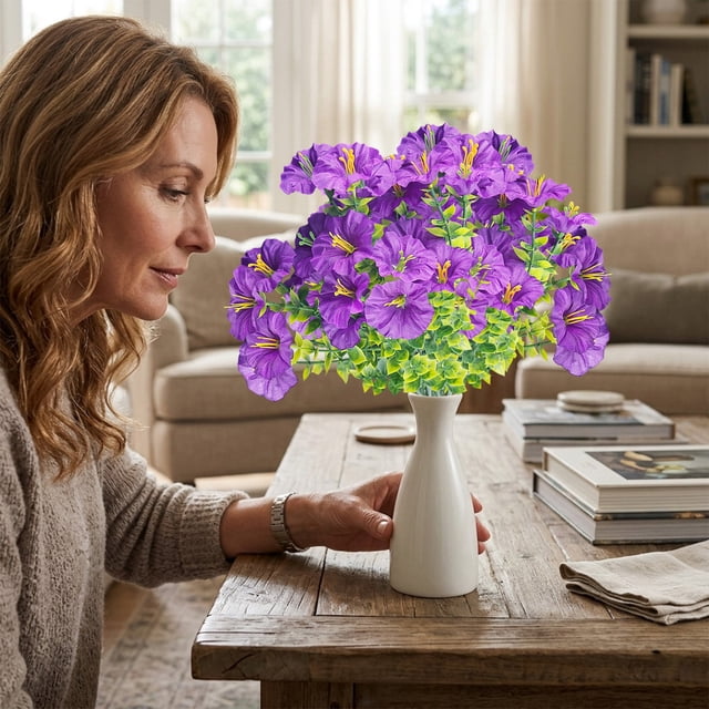 Flores artificiales de seda con tallos falsos de aspecto realista para decoración del hogar, sala de estar, mesa, oficina y bodas – No requieren mantenimiento.