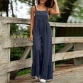 thumbnail image 6 of VBVC Women's Ruffle Hem Wide Leg Overalls , Adjustable Strap Sleeveless Jumpsuit For Women , Ladies' Casual Baggy Romper with Pockets,Navy,S-3XL, 6 of 9