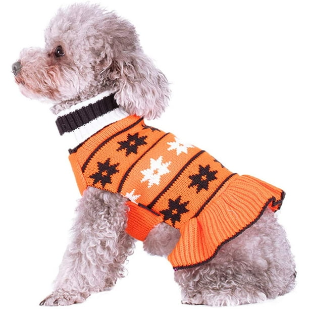 Small Dog Sweaters with Leash Hole Turtleneck Dog Knitting Sweater