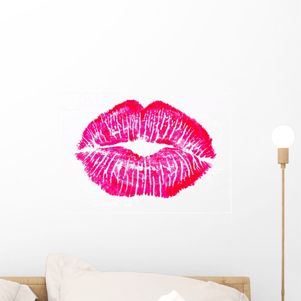 Kiss Lips Lip Print Wall Mural by Wallmonkeys Peel and Stick Graphic