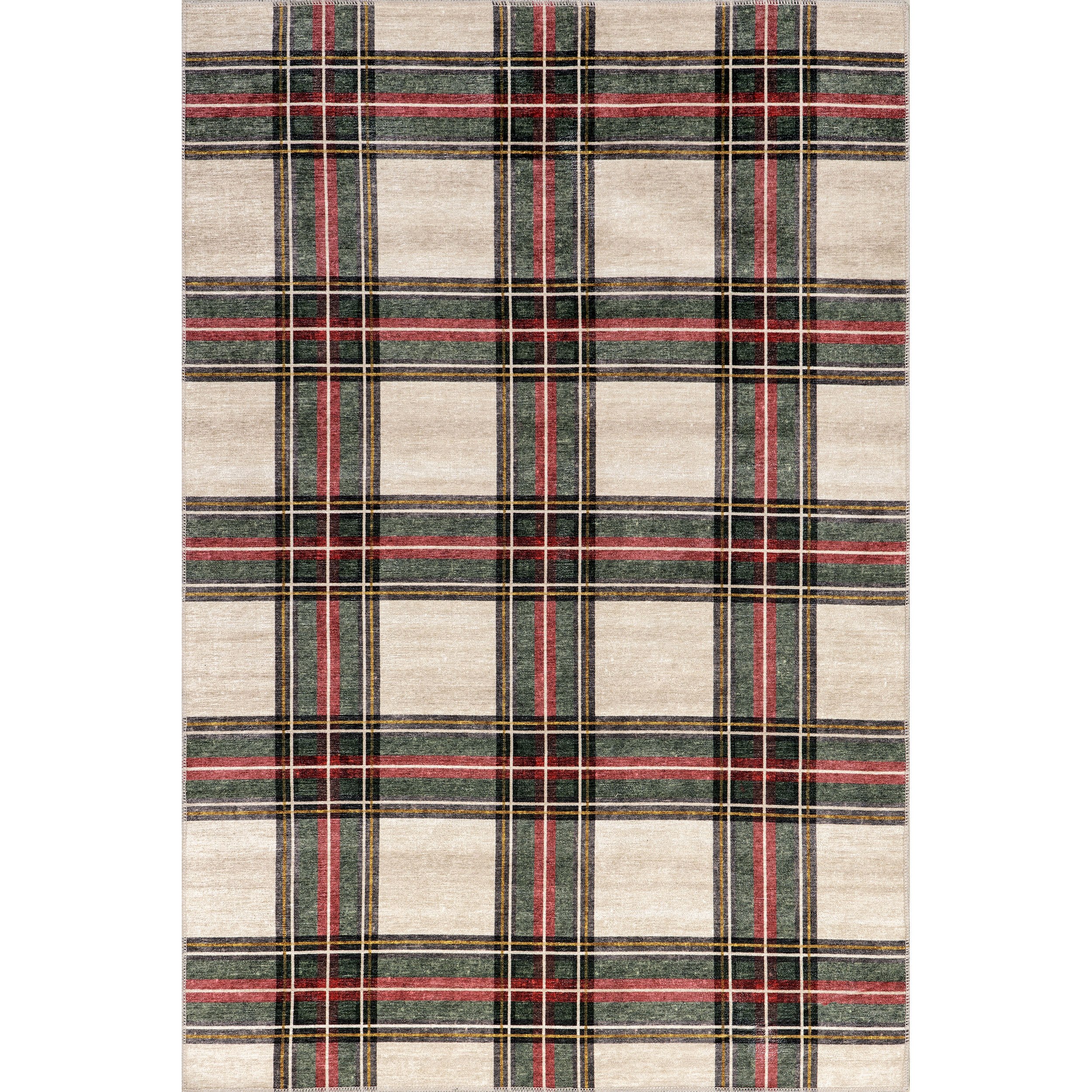 nuLOOM Aiken Classic Tartan Plaid Machine Washable Area Rug, 4' x 6', Beige