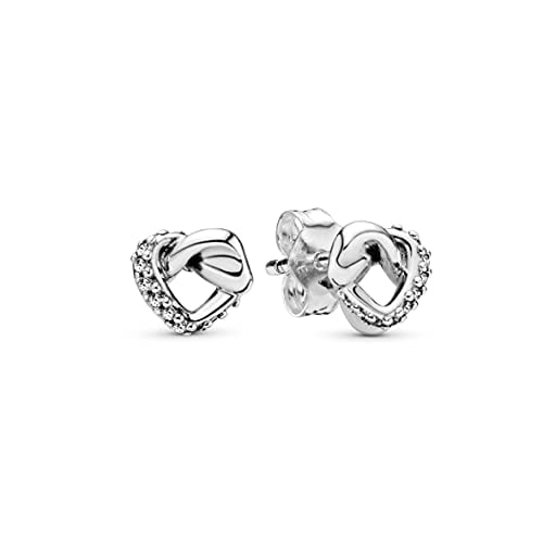 Pandora Jewelry - Knotted Heart Stud Cubic Zirconia Earrings - Gift for Her - Sterling Silver
