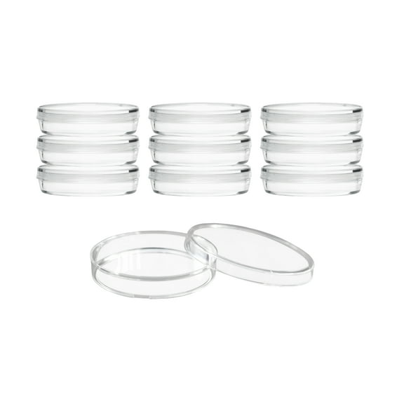 10PK Disposable Petri Dish with Lid - Sterile - 60x15mm - Polystyrene - Triple Vented - Transparent - Eisco Labs