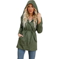 thumbnail image 2 of Gabardina de talla grande para mujer, manga larga, con cremallera, longitud media, cortavientos, informal, otoño, cálido, sudaderas con capucha de algodón, 2 of 5