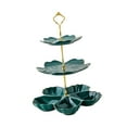 thumbnail image 2 of WeiLaiKeQi Tiered Ceramic Cake Stand Afternoon Tea Stand for Tea Party Wedding Birthday 3 Tier Green, 2 of 9