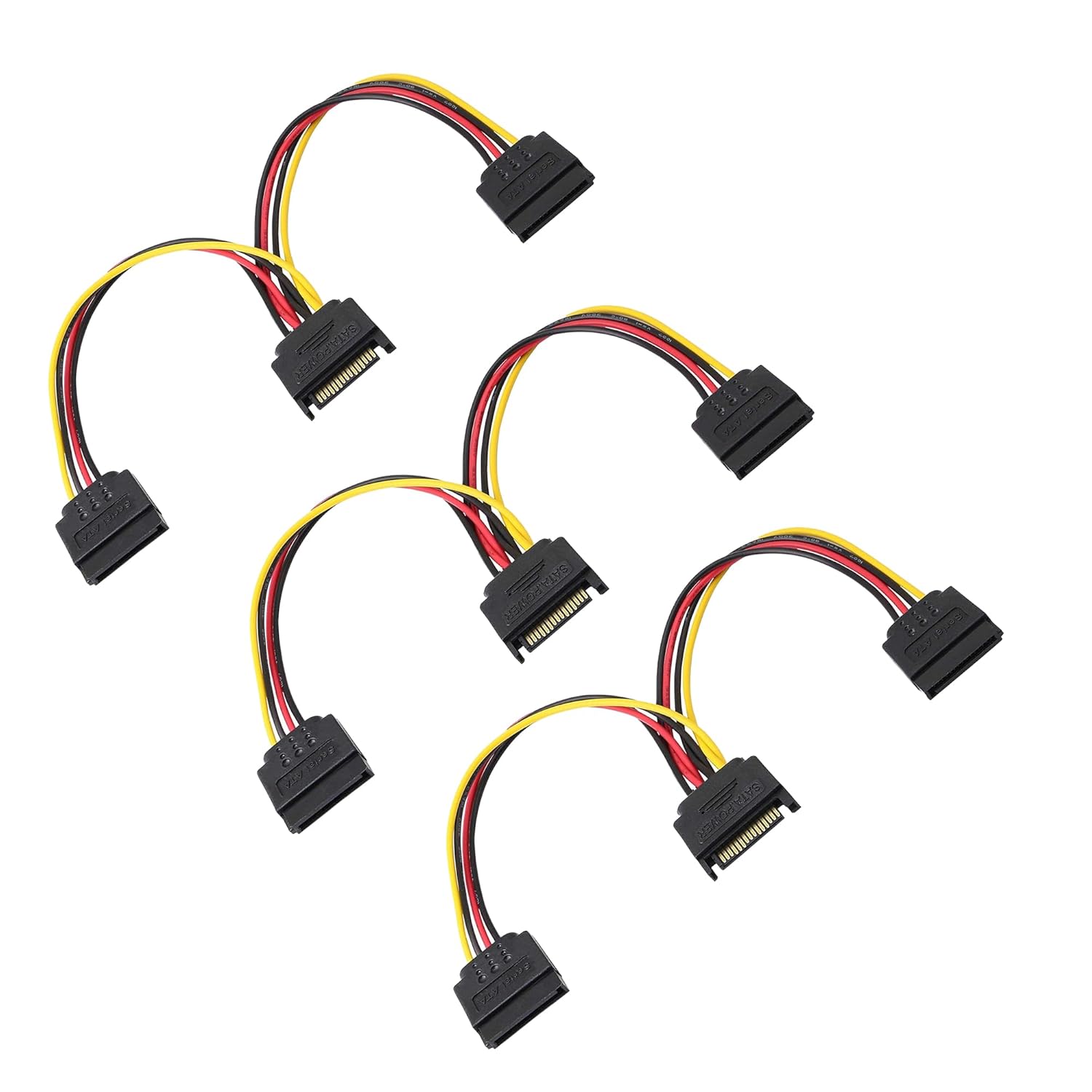 HRTGFD-Sata Splitter Cable, 8 inch 15 Pin SATA Power Extension Cable, Serial ATA Extension Cable for Hard Drives and Optical Drives(3-Pack)